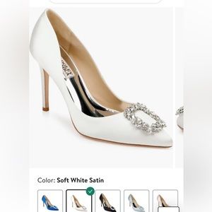 Badgley Mischka Cher Chrystal Embellished Pump- color soft white satin
